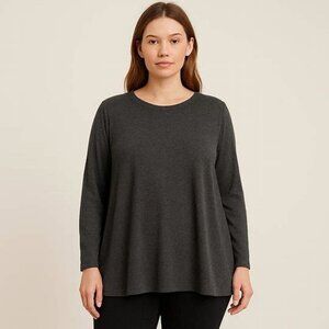 Womens Plus Sz XXL Old Navy Round Neck Flared Long Sleeve Tunic Sweater Top Grey